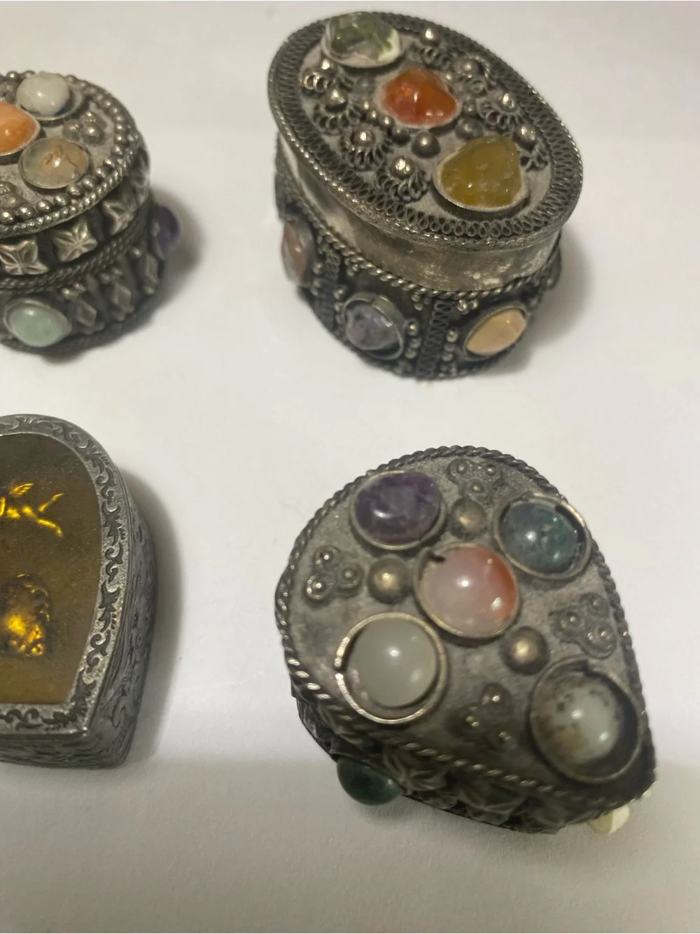 Decorative Vintage-Style Jeweled Trinket Boxes - Multicolor